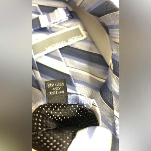 2 Michael Kors Striped Ties Blue & Gray - Picture 3 of 6